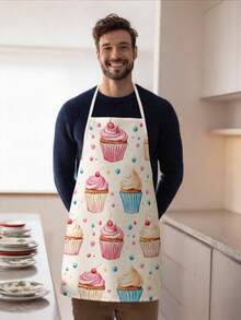 1pc, Cute Cat Pattern Polyester Apron, Suitable For Cooking, Baking, And Gardening - Can Be Used As Attire For The Kitchen And Dining. - Multicolor - View 7