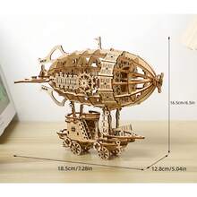 301pcs 3D Wooden Airship Puzzle Kit, Model Assembly Set, Brain-Teasing Challenge, Christmas/Birthday Gift, Suitable For Adults And Teenagers To Assemble - Natural Wood-colored Airship - View 2