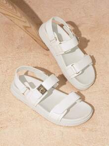 Flat Sandals For Women Comfortable Open Toe Summer Sandals Adjustable Fashion Dress Sandals Dresses For Woman - White - View 1
