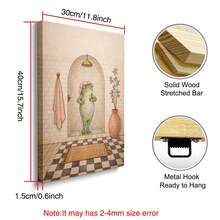 1pc Framed/Unframed Frog Taking A Shower Funny Canvas Poster Whimsical Animal Bathroom Wall Art Print Vintage Toilet Decor Funky Painting For Restroom,Bedroom,Modern Home Decoration - A - View 9