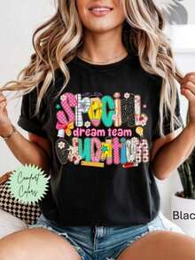 Camiseta de Educación Especial, Camiseta de Maestro de Educación Especial, Camiseta de Profesor de Educación Especial, Equipo de Educación Especial, Tripulación de Educación Especial, Hola Escuela, Maestro de Educación Especial, Regreso a la Escuela - Negro (2) blusas para mujer - Negro - Ver 1