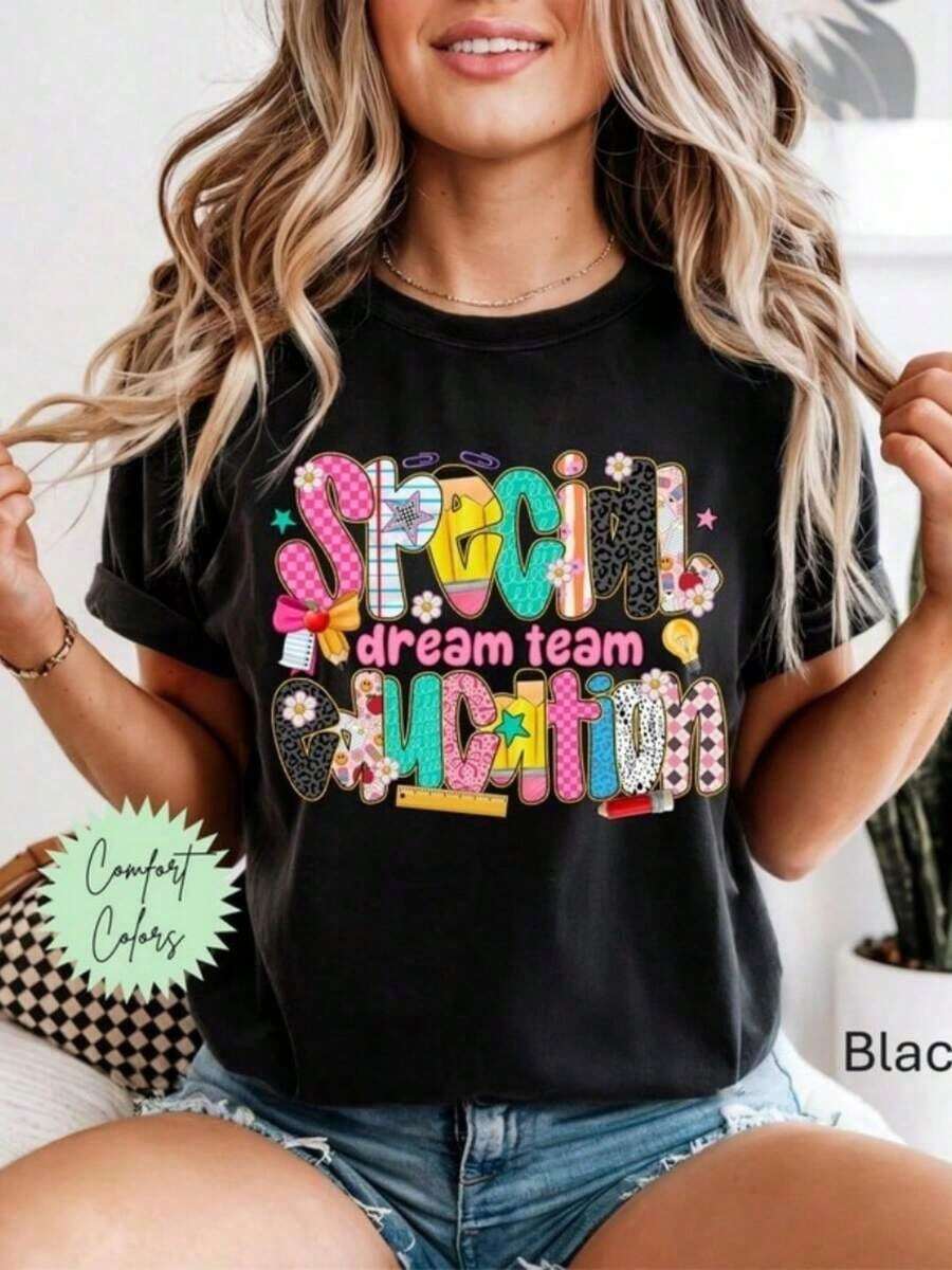 Camiseta de Educación Especial, Camiseta de Maestro de Educación Especial, Camiseta de Profesor de Educación Especial, Equipo de Educación Especial, Tripulación de Educación Especial, Hola Escuela, Maestro de Educación Especial, Regreso a la Escuela - Negro (2) blusas para mujer - Negro - Ver 1
