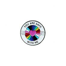 Cartoon Rainbow Series Metal Badge, Creative Sequin Heart & English Letter Round Brooch Accessories - Multicolor - View 6