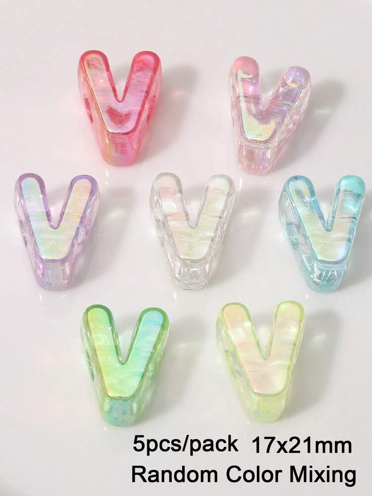 5 hạt/gói Hạt chữ cái bảng chữ cái A-Z trong suốt óng ánh, hạt acrylic DIY để làm vòng tay, vòng cổ, trang sức - Màu trong suốt - Xem 32