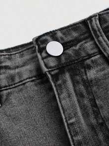 Minifalda casual cargo de mezclilla lavada para mujer - Gris - Ver 4