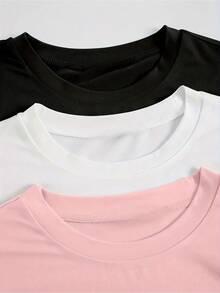 New Women's Fashion T-Shirt, Inspirational Butterfly And Rainbow Print, Round Neck, Plus Size T-Shirt, Pure Cotton For Summer, Loose And Flattering, Local Delivery, Fashionable Casual Top, Casual Style, Round Neck, Slightly Stretchy. - 黑色 - 查看 3