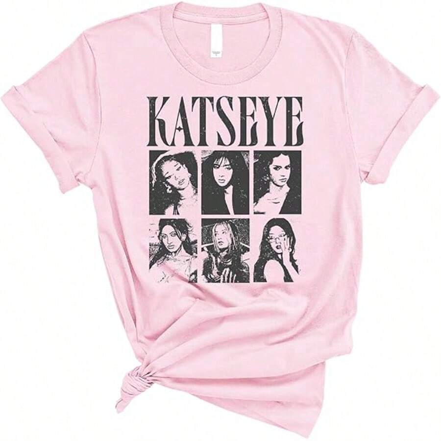 Tween Summer Niños 8 A 10 Años, Boys Clothes Kids, Tops For Women And Men, Family Matching Outfit, Girls' Katseye Stylish Fashion Peripheral T-Shirt, Featuring A Group Portrait Design Of The Katseye Girl Group. K-Pop Style Casual Clothing, Suitable For All Seasons, A Fashion Item For K-Pop Fans, Unisex Style, And Appropriate For Boys, Girls, And Teenagers Aged 4 And Above. Mommy And Me, Boys Clothes Kids, Clothing For Girls Aged 12 To 14 Years, Adult And Children's Sizes - Hồng 1 - Xem 1