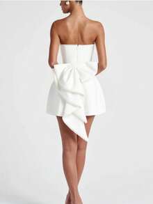 Vestido Falda A Sin Mangas Estilo Francés, Modelo Mujer Nuevo Primavera Verano 2026, Estilo Dulce y Picante con Espalda Descubierta y Lazo de Moño - Blanco - Ver 9