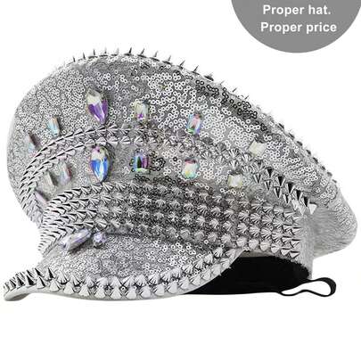 Glitter Captain Hats Luxury Diamond Sequin Captain Caps Bachelorette Hen Party Favors