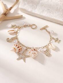 1pc Summer Vacation Ocean Series Necklace With Pendant Charms Of Seashell, Seahorse, Turtle, Starfish, Suitable For Women As Beach, Party, Large Gathering Perfect Gift, Suitable For All Seasons, Casual, Commute, Daily Wear - Multicolor - View 3