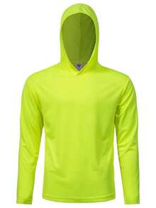 Pack Of 4 Men's Long Sleeve Hooded T-Shirts, 150gsm Micro Polyester Mesh, Breathable, 8 Colors - Hitam/Oranye/Kuning/Biru - View 4