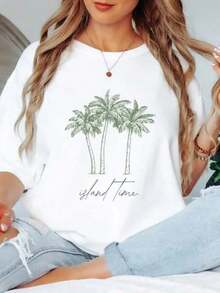 Women's Graphic T-Shirt, Ultra Comfortable, Breathable, Loose Fit, White, With Retro "Stay Little Hippie" Van Print, Short Sleeve, Round Neck, Made Of Pure Cotton, Soft, Casual, For Everyday Summer Wear, Urban Style. - 白色 4 - 查看 6