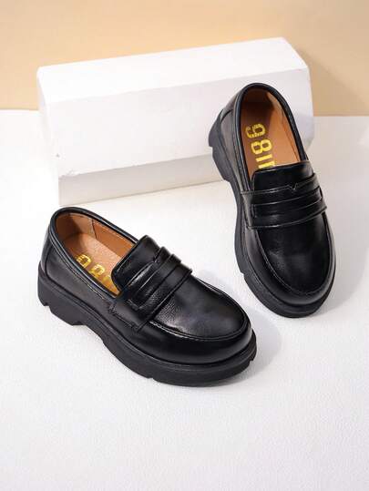 1 Pair Fashion School Style Children's Leather Shoes, Black Girls' Flat Leather Shoes, 2026 New Breathable Slip-On Leather Shoes, Non-Slip Wear-Resistant Soles, Suitable For Summer Outings, Banquets, Gatherings, Parties, Travel & Vacation