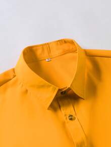 Men's Solid Color Business Casual Short Sleeve Shirt - Yellow - View 4