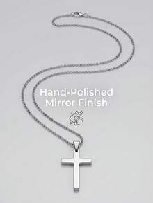1pc Stainless Steel Cross Pendant Necklace, Unisex Daily Wear Jewelry, Best Gift - Multicolor - View 5