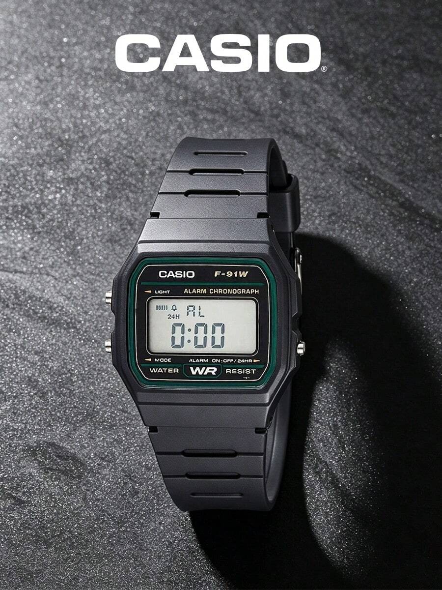 Casio 卡西欧数字手表,标准防水,男士手表,石英经典小方表盘,LED 背光秒表,正装表,常规时间显示,每日闹铃,轻巧便携,男士手表,模拟指针手表,腕表,日常佩戴,生日礼物,周年纪念礼物,情人节礼物 - 黑色 - 查看 1
