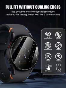 2入裝 Galaxy Watch 隱私鋼化玻璃螢幕保護貼，防摔、防刮、防指紋、防碰撞，易安裝，不傷錶身，適用於 Galaxy Watch4 5 Pro 6 Classic 40mm 44mm 43mm 47mm，9H 硬度超薄隱私鋼化玻璃螢幕保護貼 - 黑色 - 查看 4