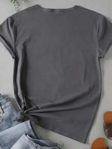 Camiseta de Algodón para Mujer, Tallas Grandes, M-5XL, Estampado Gráfico "Si yo soy el problema, entonces tú podrías ser la razón", Manga Corta, Corte Holgado Casual, Cuello Redondo, Camiseta Suave y Cómoda para Uso Diario, Negra - Gris Oscuro - Ver 3