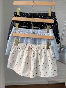 3 pantalones cortos sueltos y casuales con cintura de atar para mujer - Multicolor 2 - Ver 7