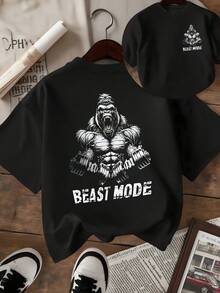 Fuerza interna representada por un poderoso gorila que ruge mostrando energía y determinación simbolizando el espíritu que no se rinde camiseta de mujer de doble cara con estampado inspirador ideal para uso casual - Negro - Ver 8