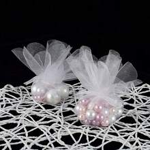 1/20/50 piezas Bolsas de organza transparente con encaje floral redondo, bolsas de joyería de organza blanca transparente con cordón, bolsas de regalo de boda y caramelos, bolsas de organza transparente mini para regalos de Navidad, bolsas de joyería, fiesta de despedida de soltera, regalos del Día de la Madre, suministros para fiesta de graduación - multicolor - Ver 5