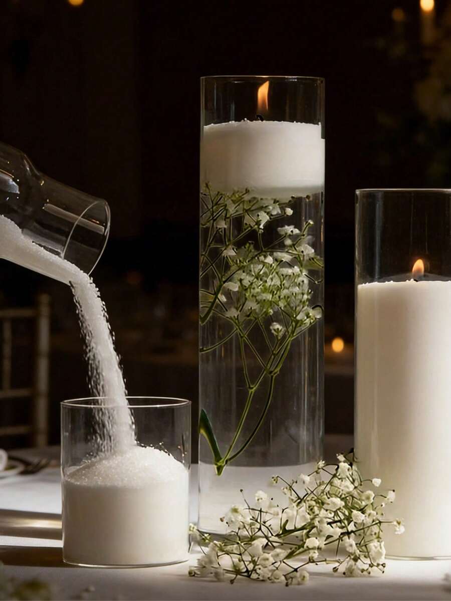 500/100g White/Pink/Black Pearl Sand Wax Set, Pearl Sand Wax With Candle Wicks, Elegant Wedding Floating Sand Wax, Pearl Candles, Party Candle Decoration, Reusable Wax Sand, DIY Candle Decoration, Suitable For Making Candles, Wedding Decoration, Birthday Party Candles, Theme Party Decoration