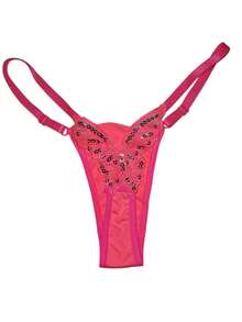 Butterfly Panties Kit 2 Microfiber Thong Lingerie Sexy Sensual Adjustable G-String - Rosa neón y azul claro - Ver 2