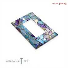 1pc [2D Printed] Glass Painting Lotus Flower Pattern Light Switch Panel, Luxury Design Suitable For Bedroom, Kitchen And Home, Unique Room Decor Accessory - Multicolor - View 8
