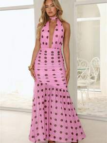 Sleeveless French Floral Lace-Up Dress 2026 - 粉色 - 查看 3