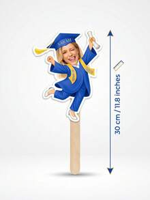 1 pieza Personalizado Graduación 2026 Cabezas grandes en un palo, Cara en un palo, Abanico de graduación, Clase de 2026, Recorte de cabeza gorda, Regalo de graduación para graduado - Multicolor - Ver 3