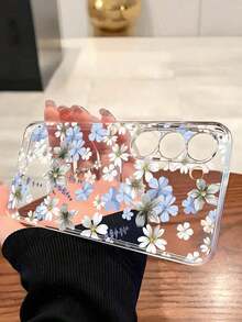 1 Piece Fashionable Blue Flower Design Soft Phone Case, Compatible With IPhone, Honor, , Galaxy A04e/12/A13/A14/A34/A50/A52/A53/A54/S21/S22/S23/S24/S25/S25Ultra, 6A/7A/8A, 12T/13T, Waterproof, Shockproof, Dropproof, Scratch-Resistant, International Version, Not The Domestic Version - 透明 4 - 查看 7