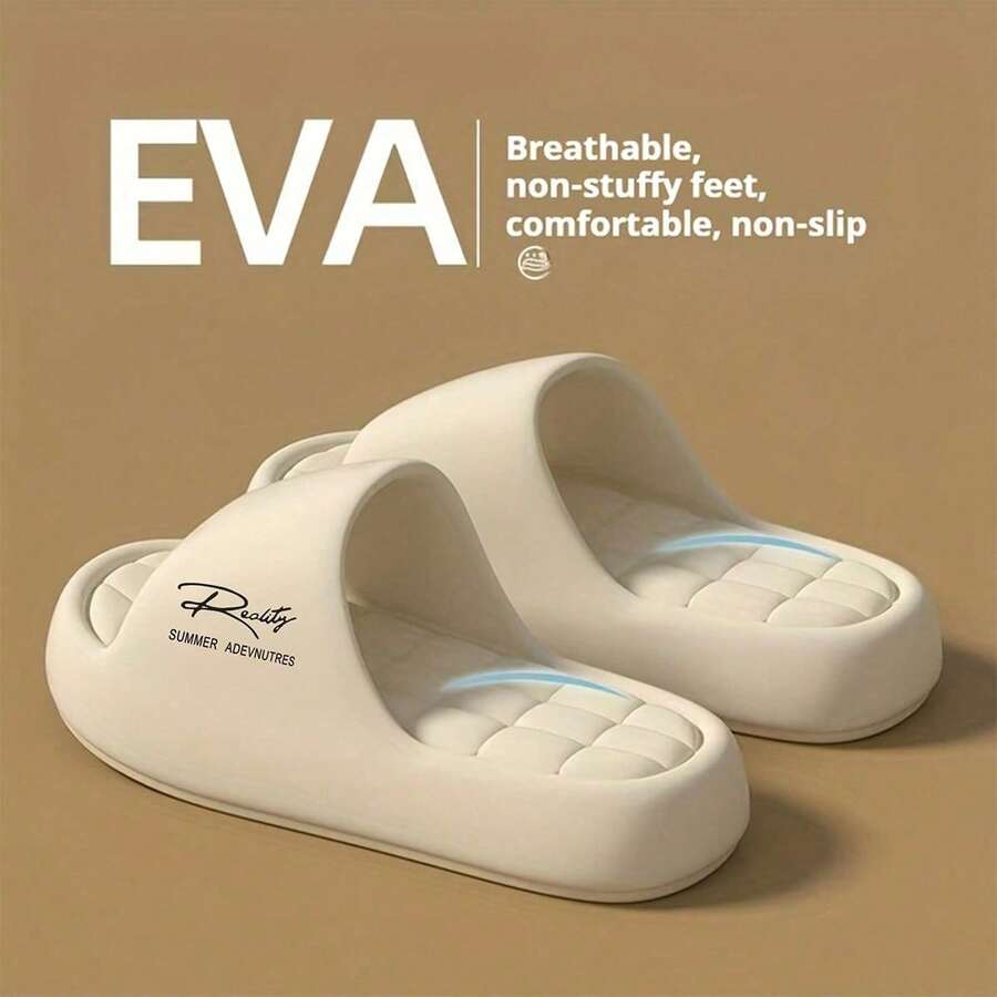 Hellobear 2026 Summer Couple Thick Sole Slides, Non-Slip Cloud-Soft EVA, Indoor & Bathroom Use - trắng - Xem 1