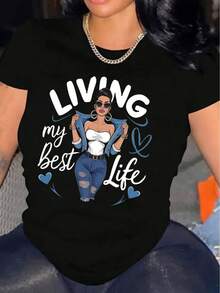 Women's Casual Short-Sleeved T-Shirt, 100% Cotton - Comfortable, Soft And Pretty Round Neck, Ideal For Everyday Casual Wear. - 黑色 - 查看 1