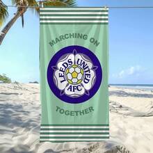1 buah Handuk Pantai Resmi Leeds United AFC dengan Logo dan Garis-garis - Campuran Poliester Cepat Kering, Lembut & Ringan, Cocok untuk Pantai, Kolam Renang, dan Penggemar Olahraga - Desain Geometris Biru & Kuning dengan Teks "Marching On Together", Aksesori Tepi Kolam Renang, Handuk Penyerap Besar Anti Pasir Pantai - Kamar Mandi, Kolam Renang - A - View 3