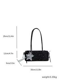 Bolso de hombro con decoración de estrella de moda para mujeres - Negro - Ver 2