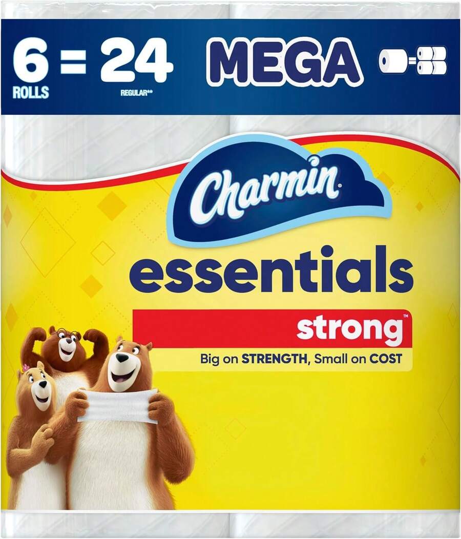 Charmin Essentials Strong Toilet Paper 6 Mega Rolls, 429 Sheets Per Roll - ColorB - View 1