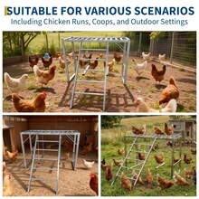 Heavy-Duty Metal Chicken Perch – Multi-Level Bars With Swing And Ladder – For 8-10 Birds – Exercise And Rest In Chicken Coops – Durable Outdoor Accessory – Silver - Gray - View 3