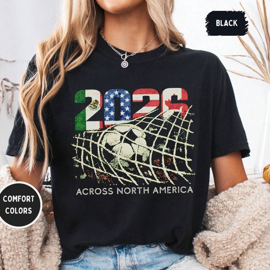 2026 North American Soccer Jersey | Jersey For World Soccer Fans | MX US CA Vintage Goal Net Graphic | Gift For Soccer Lovers - 白色(限黑白款式) - 查看 1