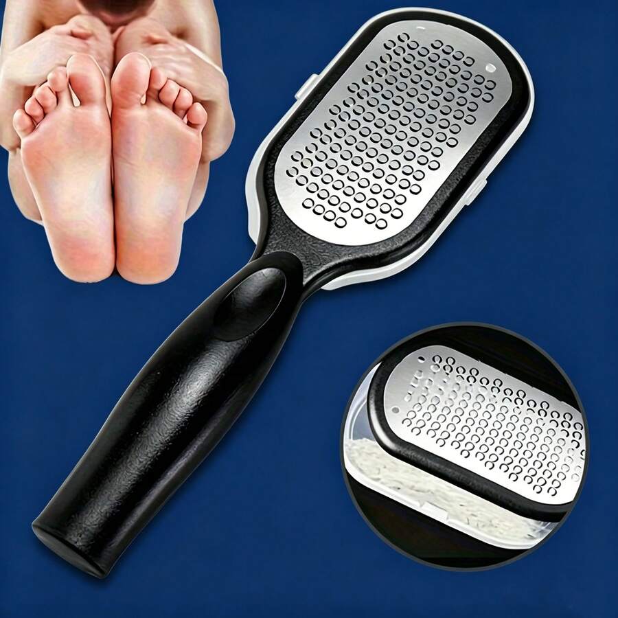 1 dụng cụ chà chân hai mặt bằng thép không gỉ, giải quyết các vấn đề về gót chân nứt nẻ, da thô ráp, và hiệu quả kém của các loại dũa chân thông thường. Bề mặt mài bằng thép không gỉ mịn nhẹ nhàng loại bỏ các vết chai dày mà không làm tổn thương da. Dễ dàng khôi phục làn da chân mịn màng, tạm biệt đôi chân thô ráp, nứt nẻ. - Nhiều màu - Xem 1