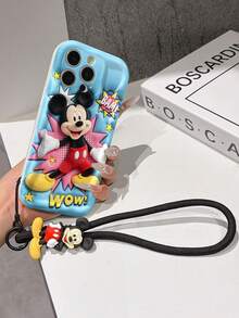 Disney Has Authorized, Phone Case - Chain Set, This Set Features A Mickey Mouse Phone Case Paired With A Detachable Silicone 3D Stitch Wrist Strap, Complete With A Metal Ring Attachment. Crafted Using A Unique 2D Wave-Texture Technique, The Case Is Made From Eye-Catching And Adorable TPU Material, Showcasing Classic Mickey And Minnie Mouse Designs. It Is Compatible With The Entire IPhoneseries, Including Models 17, 16, 15, 14, 13, 12, 11, XS, XR, X, Plus, Pro, And Max. This Stylish, Cartoon-Themed Protective Case Not Only Provides Robust, All-Around Protection For Your Device But Also Makes For The Perfect Gift For Friends And Family. IPhone17 Pro Max Case. Disney Phone Case. - 白色 - 查看 4
