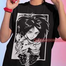 Camiseta UniS1ex Battle Angel Vintage Anime, R Manga Waifu Shirt, 220 g, de algodón suave, para hombre y mujer. Confeccionada con tejido premium, duradero y agradable al tacto, se adapta a todo tipo de cuerpo y es ideal para el uso diario. Prendas casuales transpirables y ligeras, conjuntos elegantes para otoño, perfectas para el día a día, actividades al aire libre, viajes, vacaciones y fiestas temáticas durante todo el año. - Negro - Ver 1
