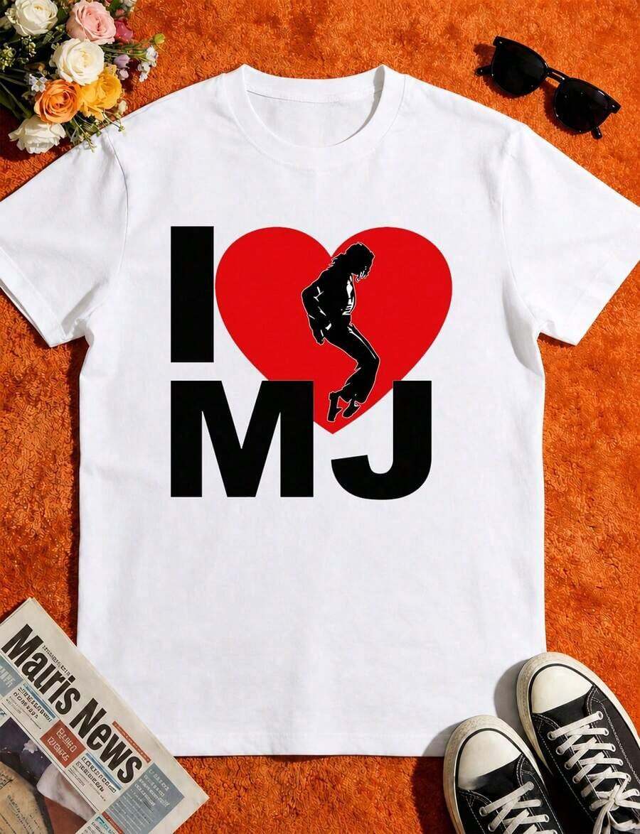 Camiseta de Manga Corta con Estampado Gráfico de Letras Estilo Retro, 100% Algodón, Cuello Redondo, Ropa Casual - Blanco 2 - Ver 1