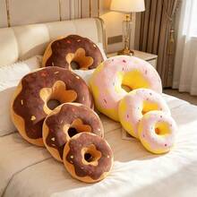 1pc Plush Donut Pillow, Donut Seat Cushion, Soft Doll Doll, Bedroom Decor, Holiday/Birthday Gift, Perfect Present - Multicolor - View 1