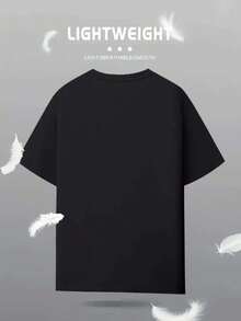 Men's T-Shirt With Cartoon Rooster Print F-Caw-F | Vintage Loose Fit, Short Sleeves, Crew Neck, Slightly Stretchy Fabric, Perfect For Casual Weekend Wear And A Stylish Gift For Rooster Enthusiasts. - 黑色 - 查看 2
