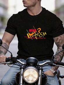 [Summer New Arrivals] Men's Fashion Solid Color Crew Neck Short Sleeve T Shirt, Comfortable Breathable Summer Casual Top, Versatile Graphic Tee Suitable For Daily Wear Outdoor Riding Street Hangout - 黑色 - 查看 6