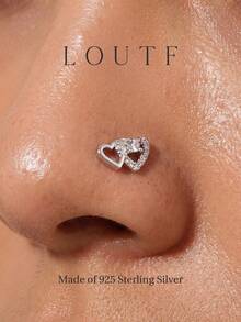 1 pièce Mini Clou de Nez en Forme de Cœur, Matériau en Argent Sterling 925, Bijou Délicat, Cadeau pour Filles, Décoration pour Port Quotidien - Cœur à cœur - Voir 3