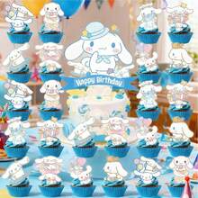 SANRIO 25pcs Ghost Dog Theme Cake Forks & Flags, Suitable For Home Birthday Party, School Gathering DIY Cake Forks, Outdoor Dining, Suitable For Birthday And Family Gathering Balloon Decoration - View 2