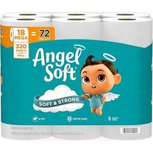 Mother's Day  Angel Soft Toilet Paper, Pack-6Mega Rolls = 24Regular Rolls, Soft And Strong Toilet Tissue - Toilet Paper, Tissue Paper, Roll, Paper Towels, Papel Toalla Para Cocina, Fuerza Regida, Cleaning Supplies, Buy One Get One Free, 2-Ply Durable Ti - Cuộn lớn - Xem 16