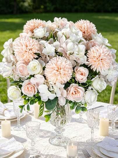 1/3pcs Artificial Silk Tea Rose Bouquet Chrysanthemum Plastic Plant Bridal Bouquet Valentine's Day Fake Plant Wedding Decoration DIY Garland Material, Bride Hand-Held Flower Decoration Accessories, Wedding Car Decoration, Door Arch Decoration, Home, Restaurant, Bedroom, Vase Decoration, Birthday Party Decoration Material New Year Gift, Valentine's Day, Graduation Gift, Autumn Decoration