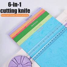 Dao cắt giấy xoay 6 trong 1, dao thủ công đa chức năng, máy cắt giấy tạo hình sóng, thích hợp cho giấy, sổ lưu niệm và các sản phẩm thủ công bằng giấy. - Mảnh duy nhất - Xem 1
